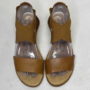 Sorel Women’s Ella Tan Brown Crisscross Leather Sandals 8